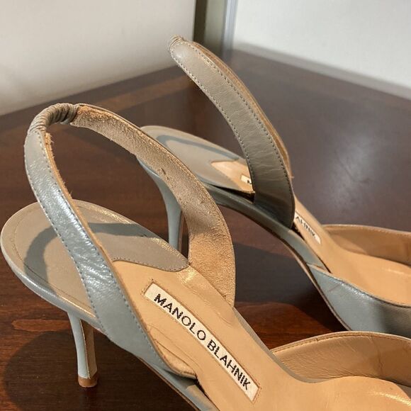 Authentic Manolo Blahnik Grey Sz 39 Sling backs - Picture 13 of 17